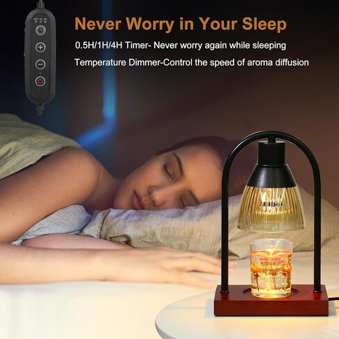 مصباح تدفئة الشموع من كورنيستي، مصباح شمعة قابل للتعديل بـ 3 توقفات، مصباح تدفئة الشموع مع مؤقت، مصباح تدفئة شموع كهربائي بقاعدة خشبية مع لمبتين، متوافق مع شموع الجرة. هدايا لمحبي الشموع in Kuwait