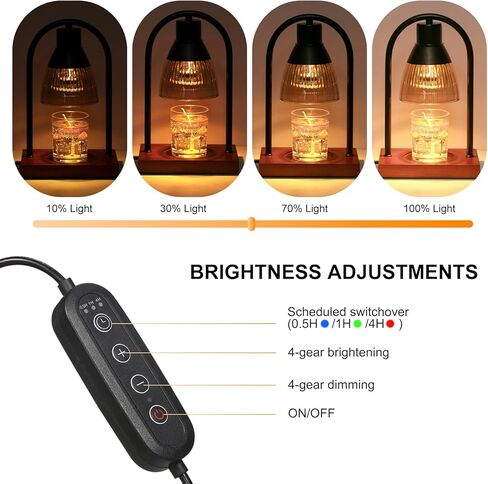 مصباح تدفئة الشموع من كورنيستي، مصباح شمعة قابل للتعديل بـ 3 توقفات، مصباح تدفئة الشموع مع مؤقت، مصباح تدفئة شموع كهربائي بقاعدة خشبية مع لمبتين، متوافق مع شموع الجرة. هدايا لمحبي الشموع in Kuwait