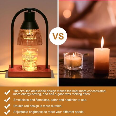 مصباح تدفئة الشموع من كورنيستي، مصباح شمعة قابل للتعديل بـ 3 توقفات، مصباح تدفئة الشموع مع مؤقت، مصباح تدفئة شموع كهربائي بقاعدة خشبية مع لمبتين، متوافق مع شموع الجرة. هدايا لمحبي الشموع in Kuwait