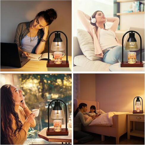 مصباح تدفئة الشموع من كورنيستي، مصباح شمعة قابل للتعديل بـ 3 توقفات، مصباح تدفئة الشموع مع مؤقت، مصباح تدفئة شموع كهربائي بقاعدة خشبية مع لمبتين، متوافق مع شموع الجرة. هدايا لمحبي الشموع in Kuwait