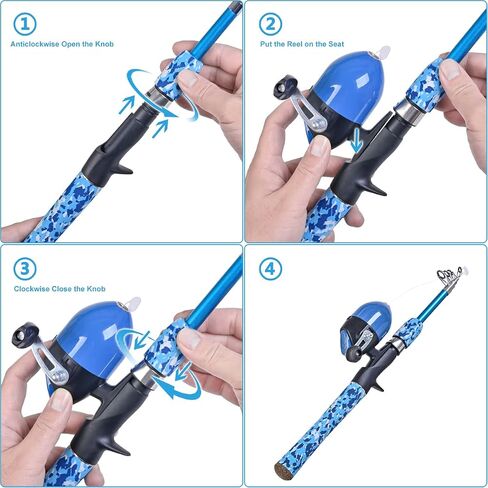 LEOFISHING Kids Fishing Pole Set with Full Starter Kits Portable Telescopic Fishing Rod and Spincast Reel with a Fishing Net and Bucket for Boys Girls and Youth in Saudi Arabia