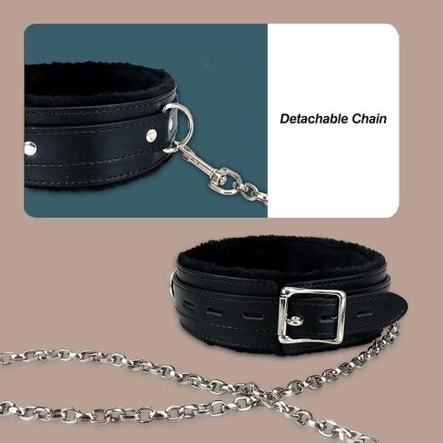 Bilisee Leather Dog Collars for All Breeds - Soft Inner Fur for Comfort - Detachable Leash Chain - Durable Leather Collar with Alloy Buckle,Pink in Saudi Arabia