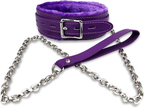 Bilisee Leather Dog Collars for All Breeds - Soft Inner Fur for Comfort - Detachable Leash Chain - Durable Leather Collar with Alloy Buckle,Pink in Saudi Arabia