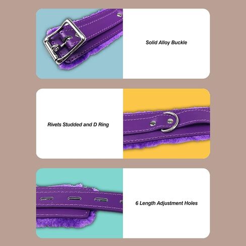 Bilisee Leather Dog Collars for All Breeds - Soft Inner Fur for Comfort - Detachable Leash Chain - Durable Leather Collar with Alloy Buckle,Pink in Saudi Arabia