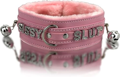 Bilisee Leather Dog Collars for All Breeds - Soft Inner Fur for Comfort - Detachable Leash Chain - Durable Leather Collar with Alloy Buckle,Pink in Saudi Arabia