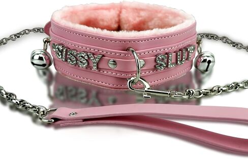 Bilisee Leather Dog Collars for All Breeds - Soft Inner Fur for Comfort - Detachable Leash Chain - Durable Leather Collar with Alloy Buckle,Pink in Saudi Arabia