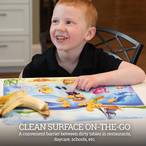 Klean Kids [2 Pack] Silicone Placemats for Toddlers (Mermaid and Princess) - Non Slip 2-Pack with Travel Bag - Princess & Mermaid - Baby Placemats That Stick to Table for Baby in Saudi Arabia