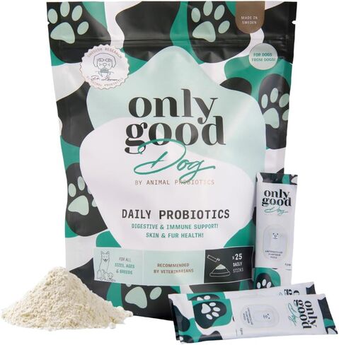 Only Good Dog Daily Probiotics for Dogs, Dog Probiotic Powder with Digestive Enzymes for Digestive Health, Gut Flora, Diarrhea, Fur & Skin Health, Immune Support - Flavorless (25 Sticks) in Saudi Arabia