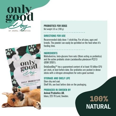 Only Good Dog Daily Probiotics for Dogs, Dog Probiotic Powder with Digestive Enzymes for Digestive Health, Gut Flora, Diarrhea, Fur & Skin Health, Immune Support - Flavorless (25 Sticks) in Saudi Arabia
