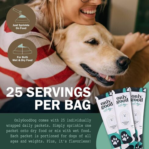 Only Good Dog Daily Probiotics for Dogs, Dog Probiotic Powder with Digestive Enzymes for Digestive Health, Gut Flora, Diarrhea, Fur & Skin Health, Immune Support - Flavorless (25 Sticks) in Saudi Arabia