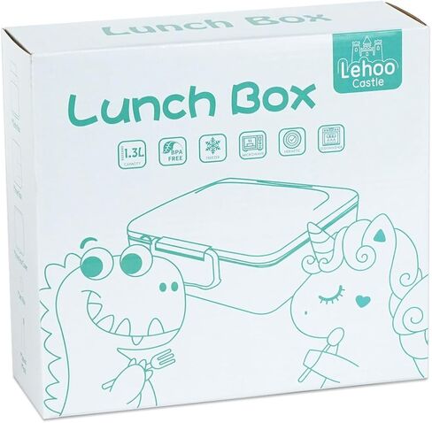 صندوق غداء ليهو كاسل بينتو للأطفال مع 4 حجرات، حاويات غداء سعة 1300 مل مع وعاء صلصة وملعقة وشوكة، متينة ومضادة للتسرب، وخالية من البيسفينول A ومواد آمنة للطعام (وردي ساطع) in Kuwait