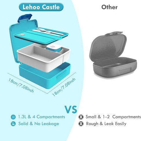 صندوق غداء ليهو كاسل بينتو للأطفال مع 4 حجرات، حاويات غداء سعة 1300 مل مع وعاء صلصة وملعقة وشوكة، متينة ومضادة للتسرب، وخالية من البيسفينول A ومواد آمنة للطعام (وردي ساطع) in Kuwait