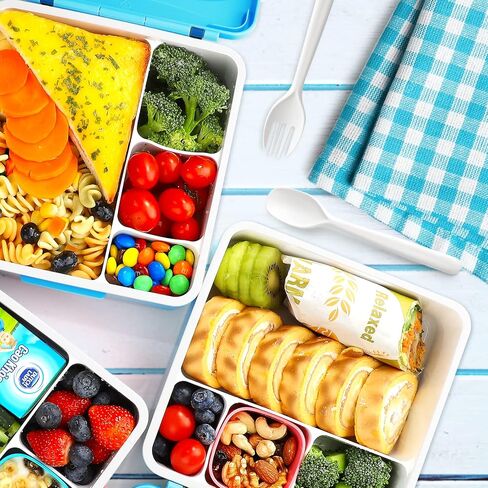 صندوق غداء ليهو كاسل بينتو للأطفال مع 4 حجرات، حاويات غداء سعة 1300 مل مع وعاء صلصة وملعقة وشوكة، متينة ومضادة للتسرب، وخالية من البيسفينول A ومواد آمنة للطعام (وردي ساطع) in Kuwait