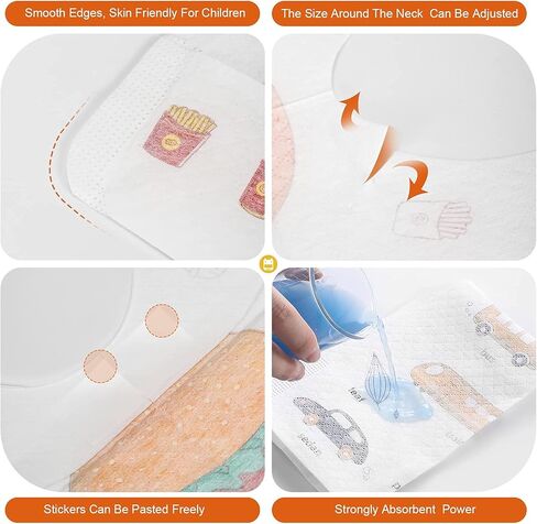 SUPEI FEIKY 50 PCS Disposable Bibs, Baby Bibs for Girls and Boys, Travel Bibs with Individual Package, Large Pocket, Waterproof and Adjustable in Kuwait