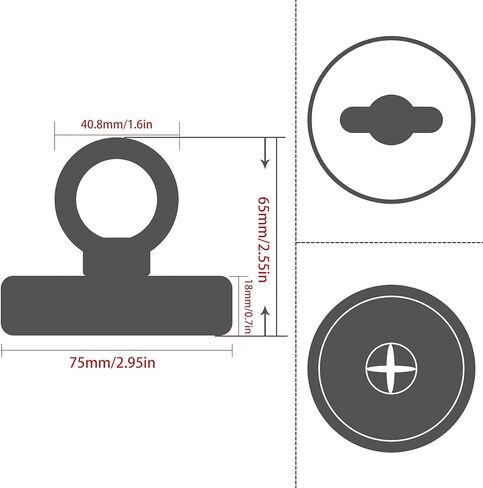 Grtard Neodymium Magnet Fishing Kit, 700lbs Double Side Fishing Magnet Heavy Duty Rare Earth Magnet with Countersunk Hole Eyebolt for Retrieving Items in River, Lake, Beach, Lawn - 2.36inch Diameter in Saudi Arabia