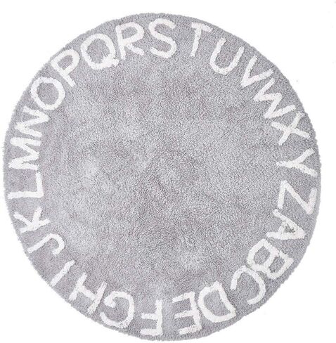 ABC Nursery Rugs Round Kids Rug Circle Alphabet Rug Kids Play Mat for Infants Boys Girls Soft Cotton Carpet Educational Area Rug 47inch (Gray) in Kuwait