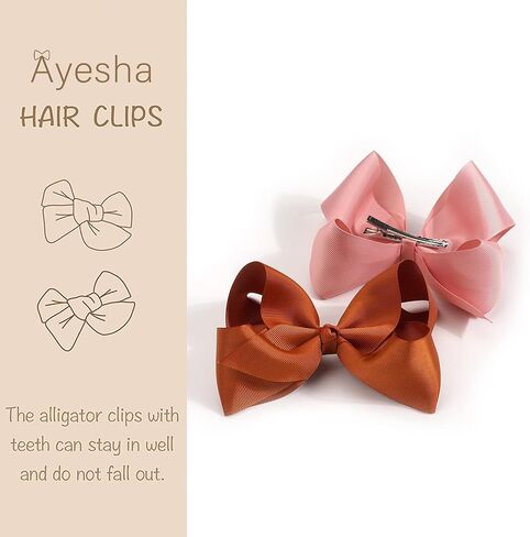 Ayesha Big Hair Bows for Girls 6inch Grosgrain Ribbon Bows Barrettes School Bow Hair Clips Hair Accessories for Toddlers Girls 8 colors in Kuwait