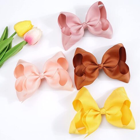 Ayesha Big Hair Bows for Girls 6inch Grosgrain Ribbon Bows Barrettes School Bow Hair Clips Hair Accessories for Toddlers Girls 8 colors in Kuwait
