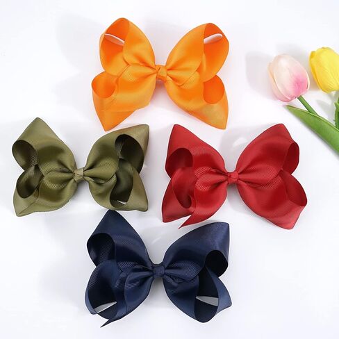 Ayesha Big Hair Bows for Girls 6inch Grosgrain Ribbon Bows Barrettes School Bow Hair Clips Hair Accessories for Toddlers Girls 8 colors in Kuwait