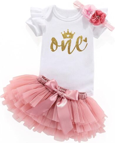 one first birthday outfit 1st birthday Baby girl's Clothing set tutu skirt 0-3 months in Saudi Arabia