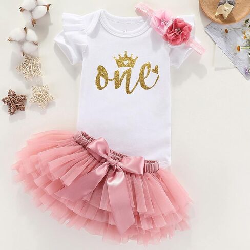 one first birthday outfit 1st birthday Baby girl's Clothing set tutu skirt 0-3 months in Saudi Arabia