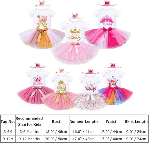 IBTOM CASTLE Baby Girls 1/2 Birthday Cake Smash Outfit Princess Romper +Tutu Skirts +Crown Newborn Photography Clothes Set in Saudi Arabia