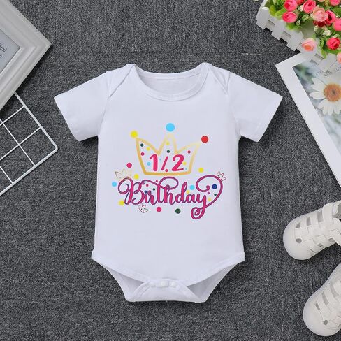 IBTOM CASTLE Baby Girls 1/2 Birthday Cake Smash Outfit Princess Romper +Tutu Skirts +Crown Newborn Photography Clothes Set in Saudi Arabia