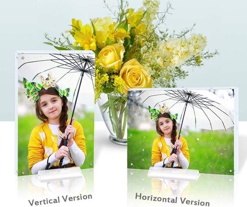 Acrylic 5X7 Clear Acrylic Picture Frames, Magnetic Picture Frames with Gift Box Package, Double Sided Acrylic Photo Frames Stand in Desk or Table, Pack of 2（Bonus Microfiber Cloth + 2 Pack Stand) in Kuwait