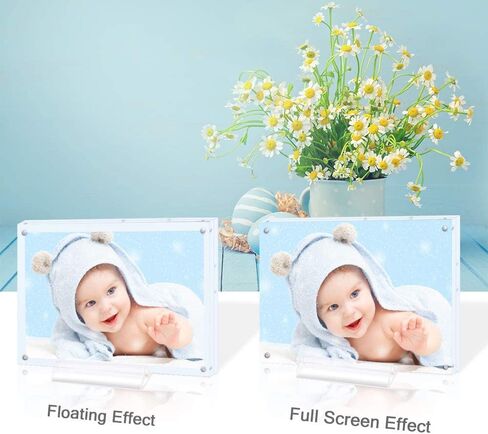 Acrylic 5X7 Clear Acrylic Picture Frames, Magnetic Picture Frames with Gift Box Package, Double Sided Acrylic Photo Frames Stand in Desk or Table, Pack of 2（Bonus Microfiber Cloth + 2 Pack Stand) in Kuwait