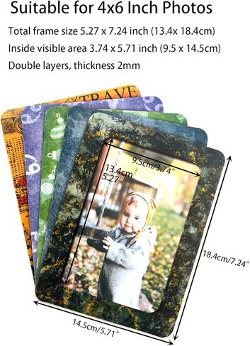 إطارات صور مغناطيسية للثلاجة 4×6، إطار مغناطيسي للصور للثلاجة/الخزانة/المنزل/المكتب/الجدار، ملحقات ديكور الخزانة المغناطيسية، إطار عرض كم الجيب ملصق مغناطيسي للصور (5 عبوات) in Kuwait