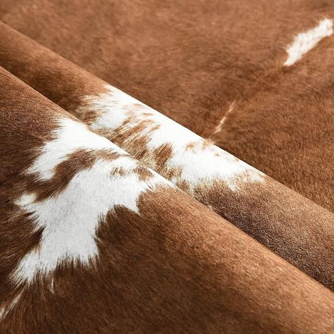 BENRON Premium Cowhide Rug 4.6x5.2ft Faux Cow Hide Rug Modern Animal Area Rug Stylish Calf Hide Rug Cow Print Rugs for Living Room Bedroom Western Decor Leather Carpets,Khaki Brown in Kuwait