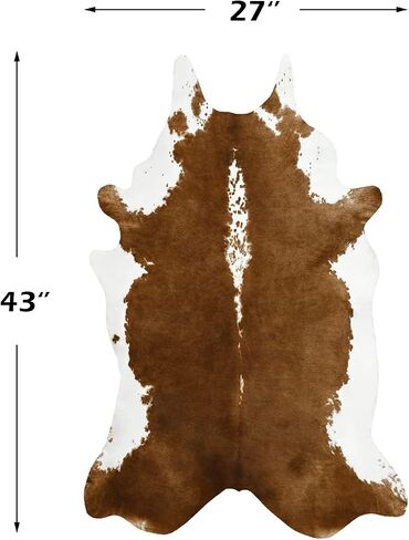 BENRON Premium Cowhide Rug 4.6x5.2ft Faux Cow Hide Rug Modern Animal Area Rug Stylish Calf Hide Rug Cow Print Rugs for Living Room Bedroom Western Decor Leather Carpets,Khaki Brown in Kuwait