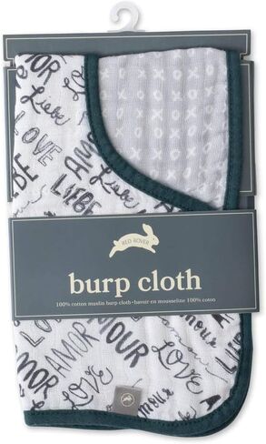 قطعة قماش للتجشؤ من قطن الموسلين باللون الأحمر للأطفال - 8 بوصة × 5 بوصة × 1.2 بوصة - 100% قطن - يمكن غسلها في الغسالة - 4 طبقات ماصة وخفيفة الوزن - تصميمات مرحة - قابلة للعكس وقابلة للطي - للجنسين (لغة الحب) in Kuwait