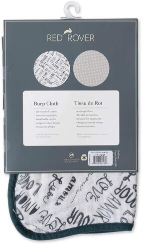 قطعة قماش للتجشؤ من قطن الموسلين باللون الأحمر للأطفال - 8 بوصة × 5 بوصة × 1.2 بوصة - 100% قطن - يمكن غسلها في الغسالة - 4 طبقات ماصة وخفيفة الوزن - تصميمات مرحة - قابلة للعكس وقابلة للطي - للجنسين (لغة الحب) in Kuwait