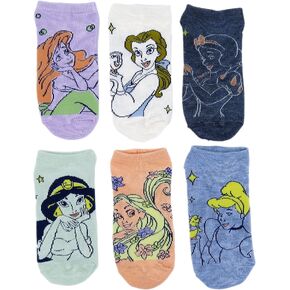 Disney Womens Princess No Show Ankle Socks 6 Pair Pack Shoe Sizes 4-10 in Saudi Arabia