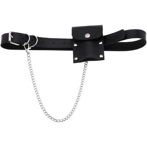 FM FM42 Multicolor PU Simulated Leather Chain Rivets Change Purse Adjustable Waist Belt