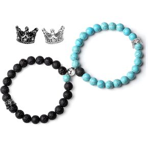 XIANNVXI Couples Bracelets Distance Crown Couple Bracelets His and Her Lover Beads Bracelet Jewelry