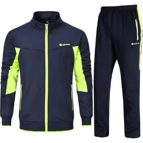 BGOWATU Men's Tracksuits 2 Piece Running Jackets Athletic Pants Sports Suit with Zipper Pockets
