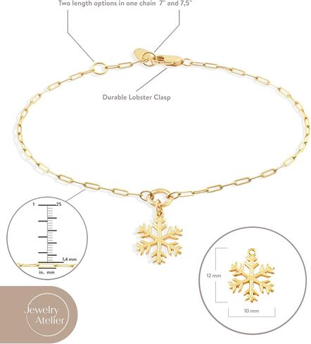 مجموعة أساور مملوءة بالذهب من Jewelry Atelier - سوار متدلي/قلادة مملوء بالذهب الأصفر عيار 14 قيراط مع سلسلة مشبك صلبة للنساء (أحجام وأنماط مختلفة مع تمديد/سلسلة قابلة للتعديل) in Kuwait