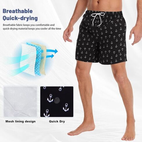 FEIXIANG Mens Quick Dry Swim Trunk with Breathable Mesh Lining Beach Shorts with Pockets in Kuwait