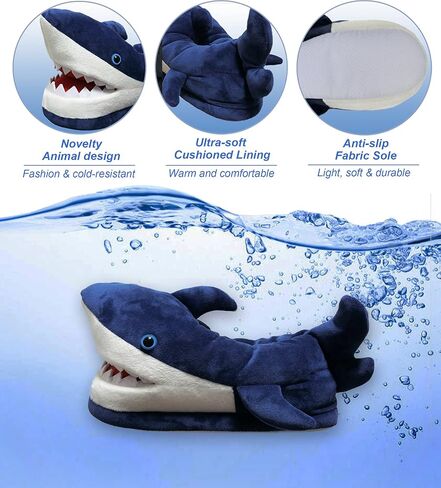 Women's Fluffy Animal Slippers, Novelty Shark Whale Fish Slippers for Women and Men in Saudi Arabia