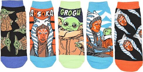 Hyp Star Wars Ahsoka Tano with Baby Yoda Juniors/Womens 5 Pack Ankle Socks in Saudi Arabia