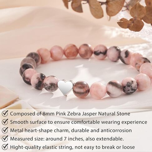 ASKRAIN سوار على شكل قلب ساحر هدايا عيد الميلاد 21 و30 و40 للنساء والفتيات سوار من الحجر الطبيعي in Kuwait
