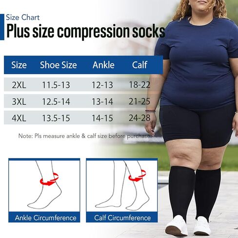 Iseasoo جوارب ضغط كبيرة الحجم للنساء والرجال واسعة الساق 20-30mmhg جوارب دعم كبيرة جدًا لتداول الممرضات in Kuwait