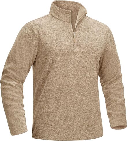 MAGCOMSEN Men's Shirts 1/4 Zip Fleece Pullover Mid-Weight Long Sleeve Sweatshirts Athletic Shirts in Kuwait