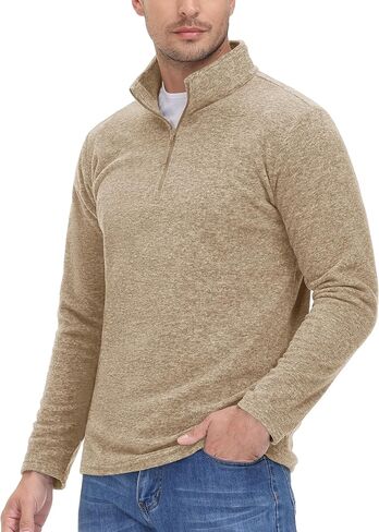 MAGCOMSEN Men's Shirts 1/4 Zip Fleece Pullover Mid-Weight Long Sleeve Sweatshirts Athletic Shirts in Kuwait