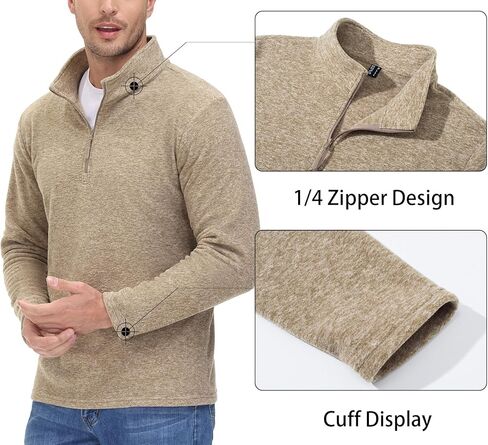 MAGCOMSEN Men's Shirts 1/4 Zip Fleece Pullover Mid-Weight Long Sleeve Sweatshirts Athletic Shirts in Kuwait