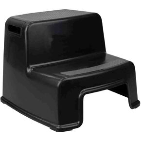 مقعد بلاستيكي بخطوتين من هوم بيسيكس مع جزء علوي مطاطي مقاوم للانزلاق ومقابض سهلة الإمساك، يمكن أخذه معك في غرفة النوم والمطبخ والحمام وغرفة المعيشة، رائع للتدريب على استخدام المرحاض، أسود (2) in Kuwait