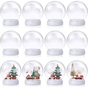 Mifoci 48 Pcs 3.9 Inch Christmas Plastic Snow Globe Bulk with Screw Off Cap Clear Fillable Water Globe DIY Snow Globes Pack with White Base for DIY Crafts Home Decoration Display Plant in Saudi Arabia