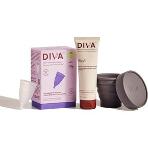 كوب ديفا، غسول ديفا، مجموعة شيكر ديفا - كوب سيليكون طبي للعناية بالدورة الشهرية - غسول كوب الدورة الشهرية - شاكر للتنظيف أثناء التنقل - نموذج الكوب 1 (للتدفق المتوسط ​​إلى الثقيل) in Kuwait